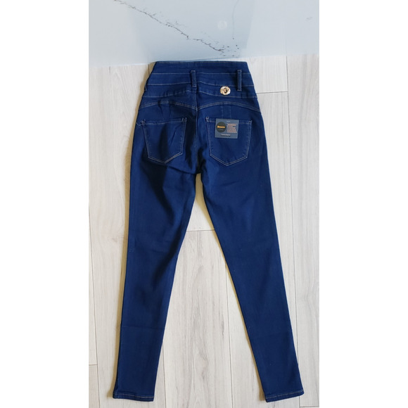 BENAVA Colombian Push-Up Jeans Womens 1 Dark Blue Skinny Butt-Lifting High Rise - Picture 2 of 9